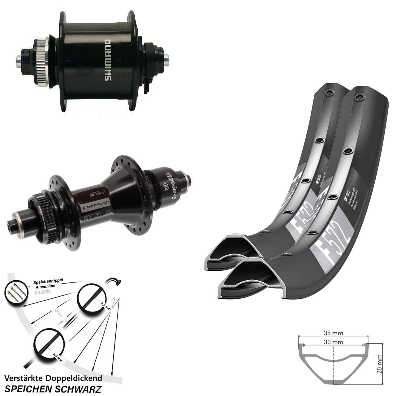 Laufradsatz Centerlock QR 29 Zoll DT Swiss F572-370 Shimano DH-UR700-3D SRAM XD