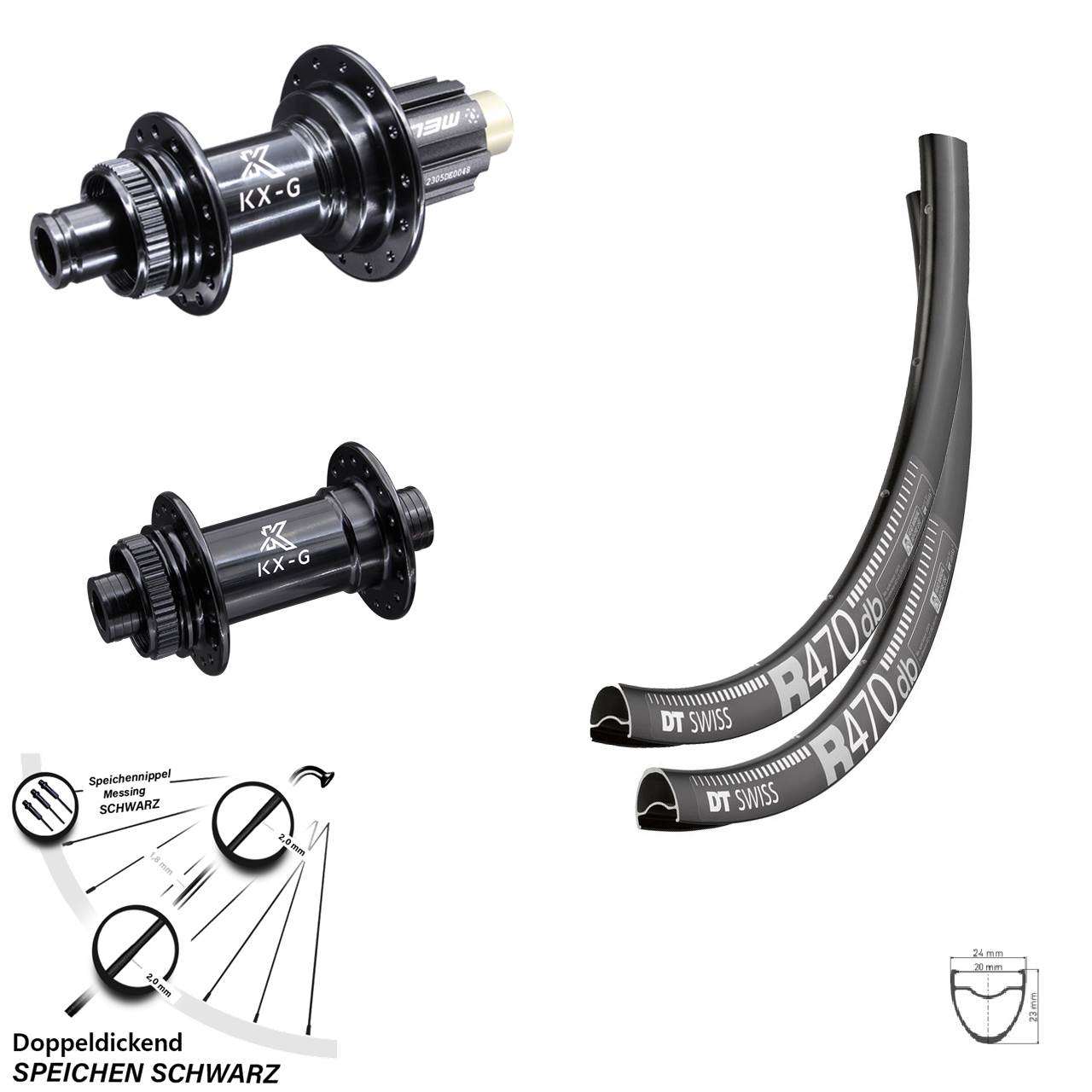 Laufradsatz 28 Zoll DT Swiss R 470 Steckachse KX-R schwarz Capagnolo N3W Centerlock