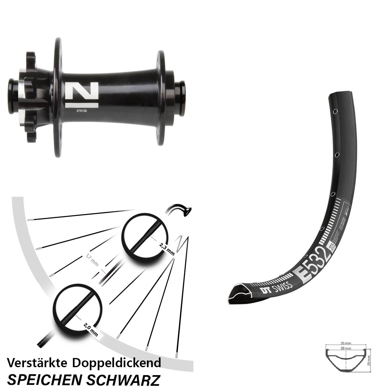 DT Swiss E532 Novatec D791 27,5 Zoll 6-Loch Vorderrad 15x100