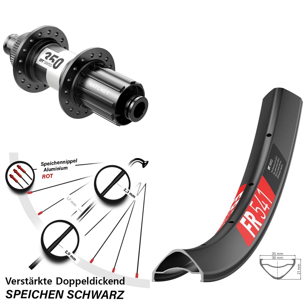 FR 541 DT Swiss 350 29 Zoll Hinterrad Centerlock 12x142 8-11 fach HG