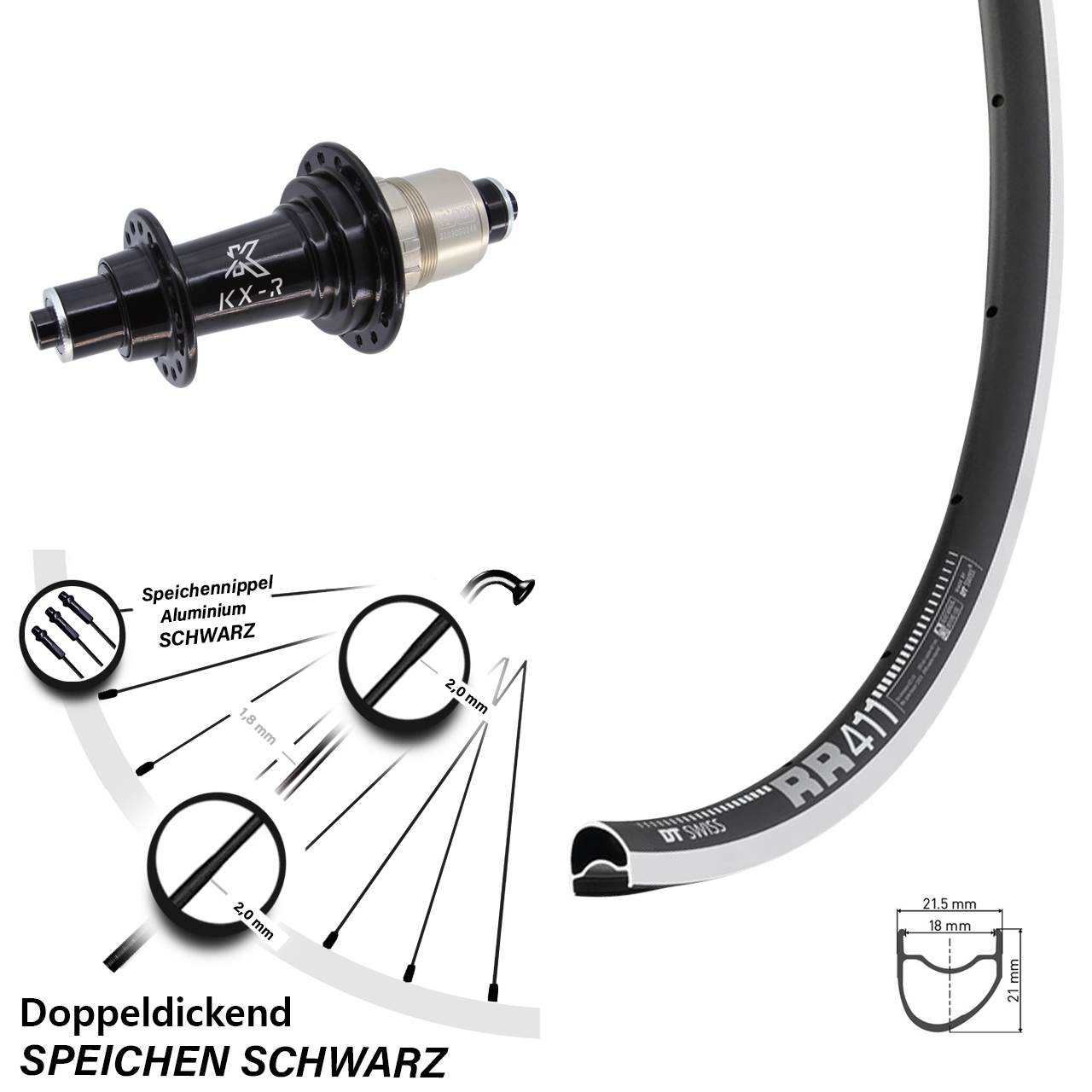 Hinterrad 28 Zoll DT Swiss RR411 OS KX-R XD-R