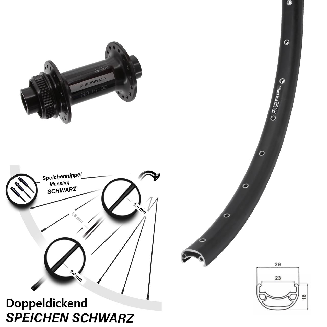 Gora 23 DT Swiss 370 29 Zoll Disc Vorderrad 15x100