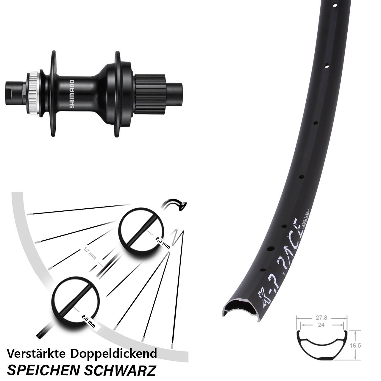 29 Zoll KX-R Race Shimano FH-MT510 Disc Laufrad 12x142 Micro Spline