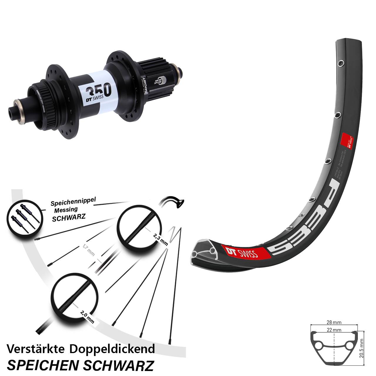 DT Swiss 533d-350 Ratchet 36 650B Laufrad QR Shimano Micro Spline