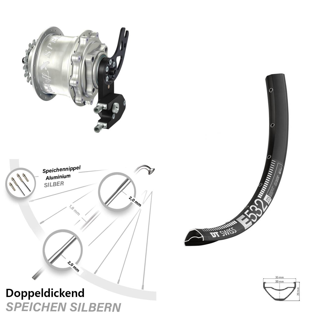 Disc Laufrad 29 Zoll DT Swiss E532 Rohloff Speedhub 500/14 CC DB PM