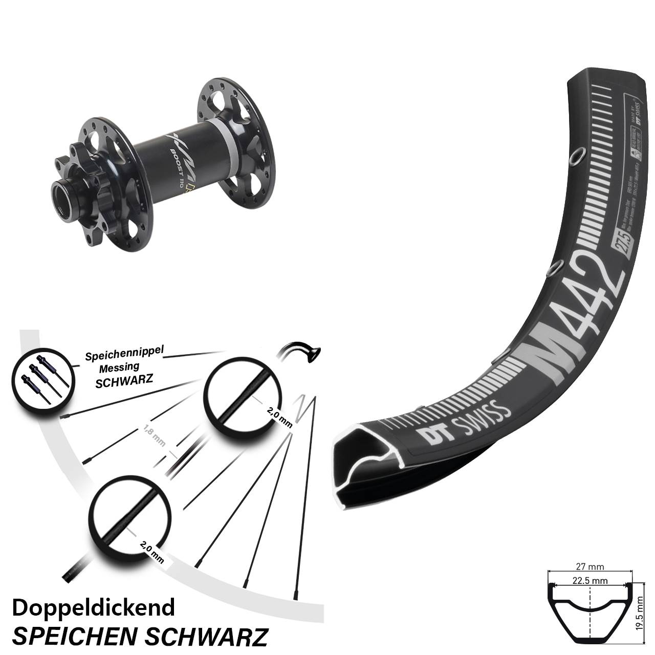 Disc Vorderrad 28 Zoll DT Swiss M 442 Miche XMH 550 15x110 Boost