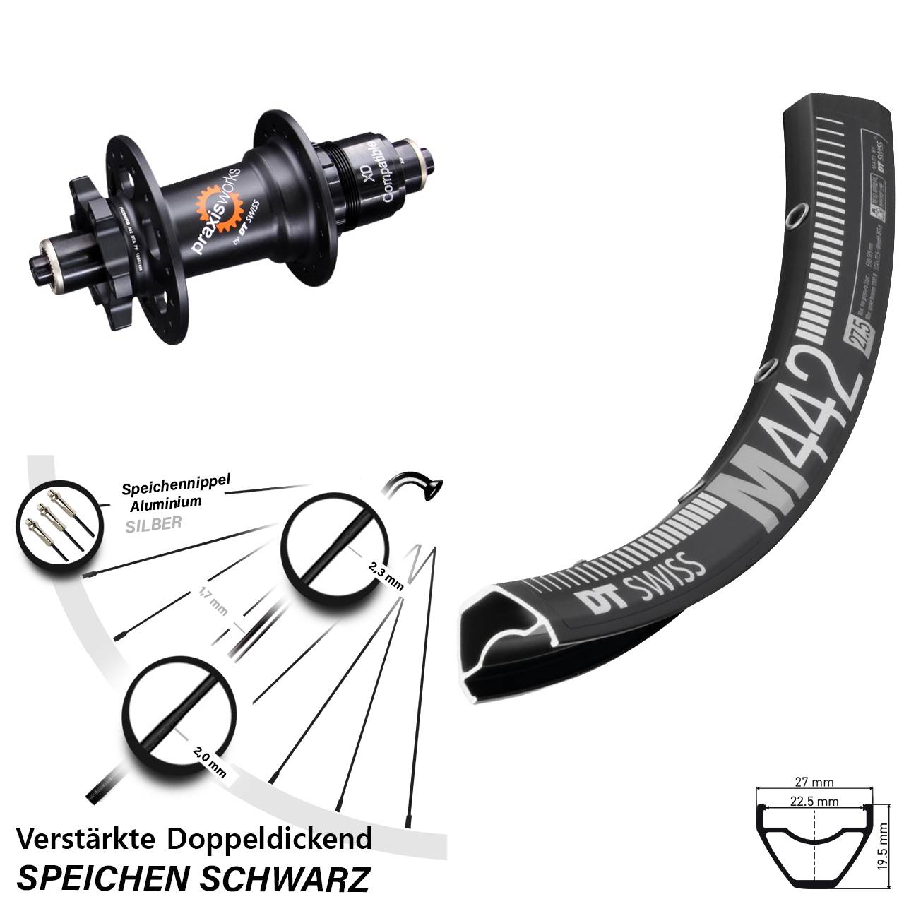 Disc Laufrad 28 Zoll DT Swiss M 442-350 XD 11-12 fach QR