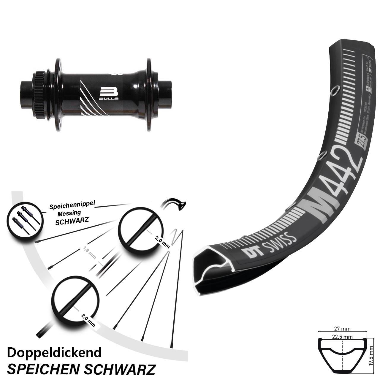 Vorderrad Centerlock 28-29 Zoll DT Swiss M 442 Formula CL-811 15x110 Boost