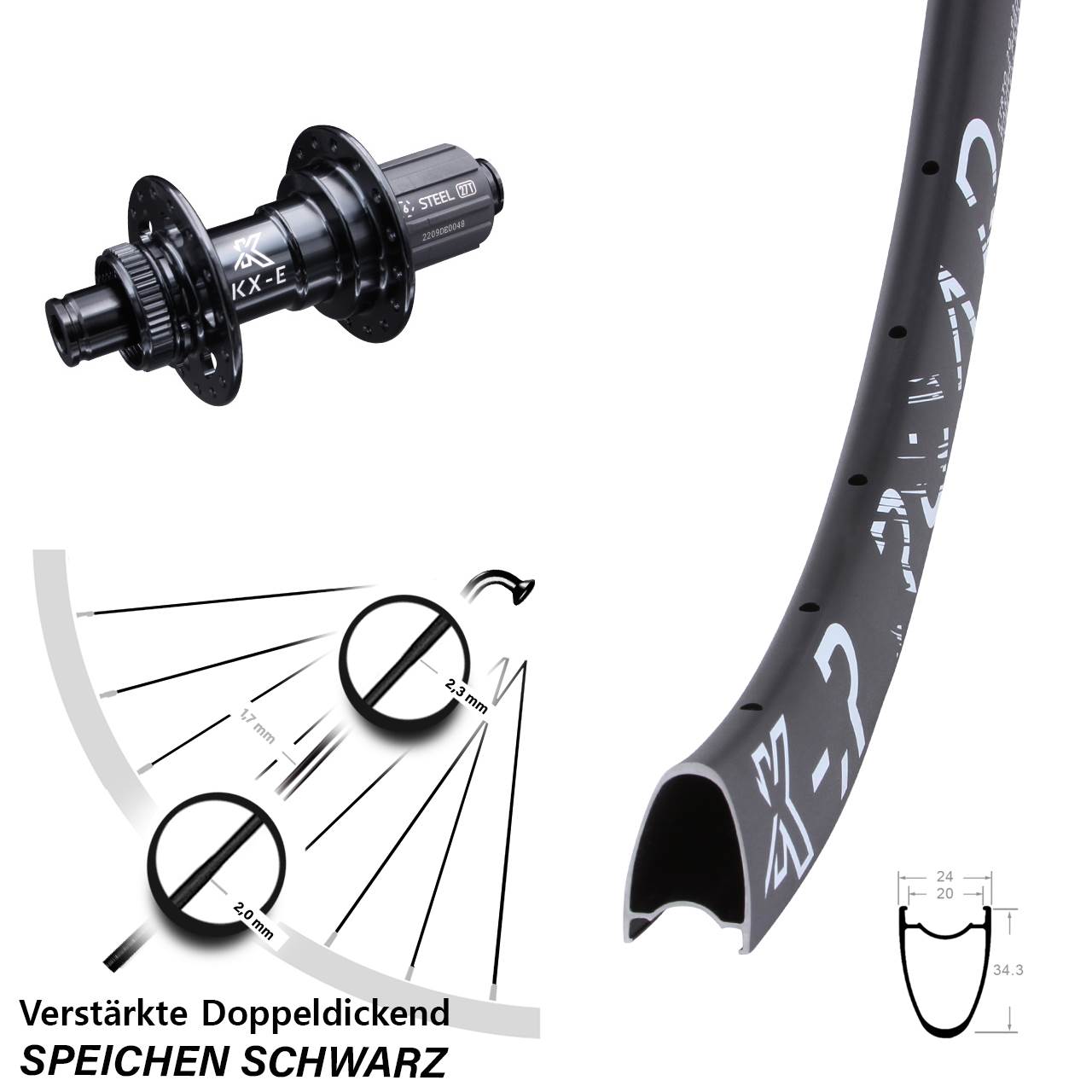 Disc Hinterrad 12x142 29 Zoll KX-R Road verstärkt 8-12 fach HG