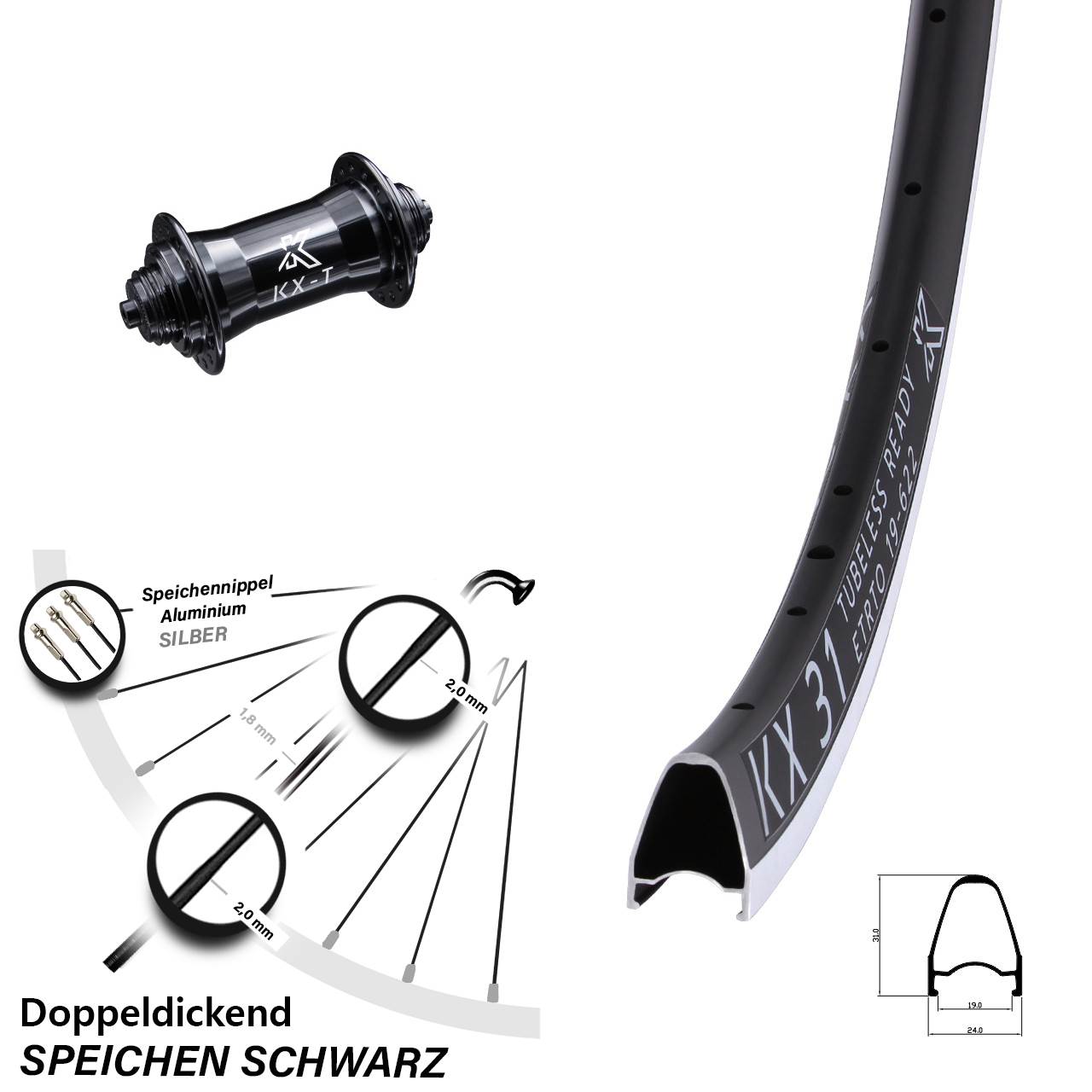 28 Zoll KX 31 KX-T Laufrad QR