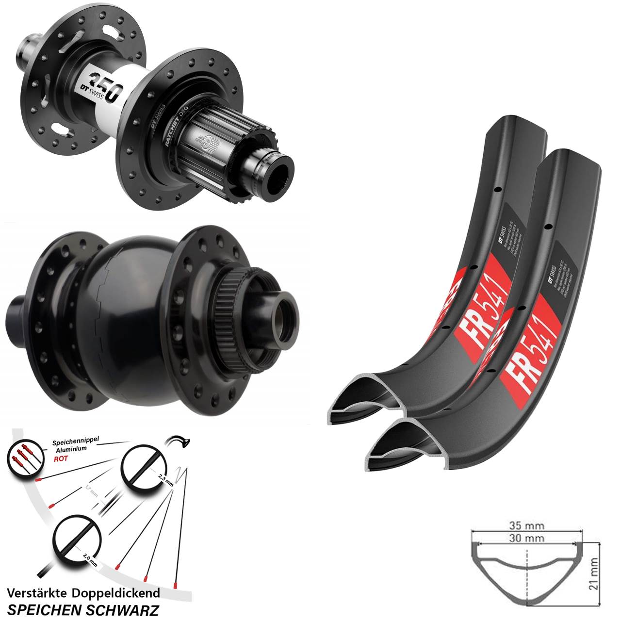 Centerlock Laufradsatz Boost 27,5 Zoll DT Swiss FR541 350 DEG 72 SON 28 Micro Spline