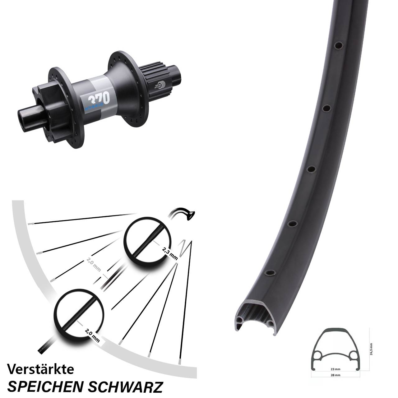Ambrosio Sport DT Swiss Hybrid 370 28-29 Zoll Disc Laufrad 12x148 Boost Micro Spline