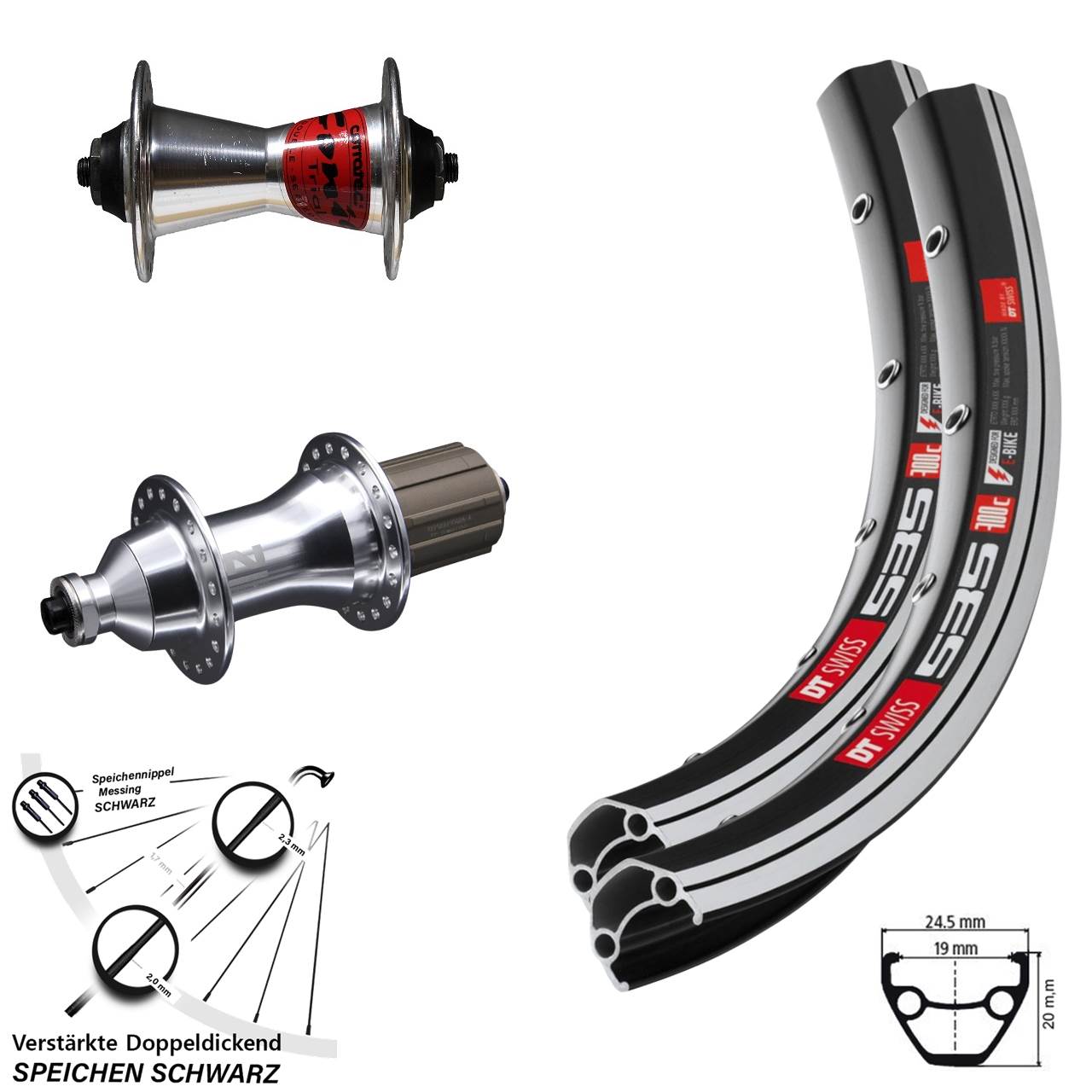 Laufradsatz 28 Zoll DT Swiss 535 Formula Novatec F162 8-12 fach HG für Schnellspanner