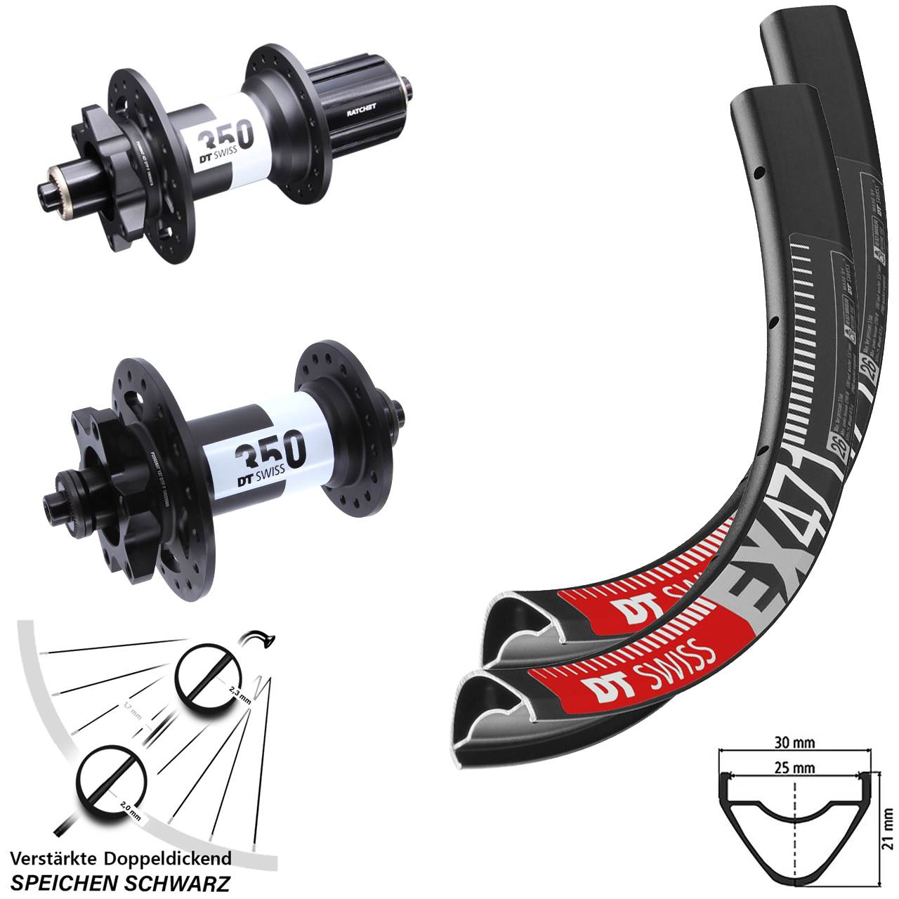 Disc Laufradsatz 26 Zoll DT Swiss EX471-350 8-11 fach QR