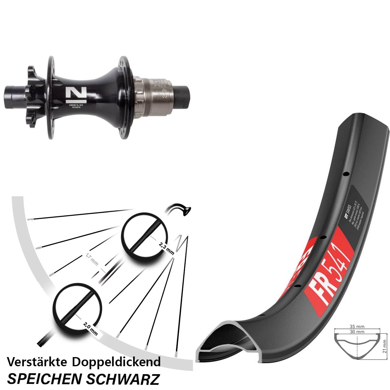 Disc Hinterrad 12x148 29 Zoll DT Swiss FR 541 Novatec D462SB XD 11-12 fach