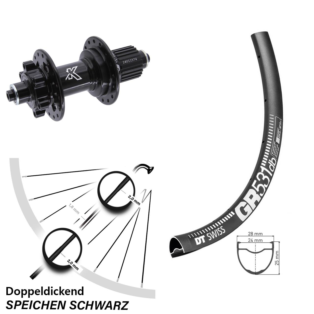 29 Zoll DT Swiss GR 531 KX-M Disc Laufrad QR Shimano Micro Spline