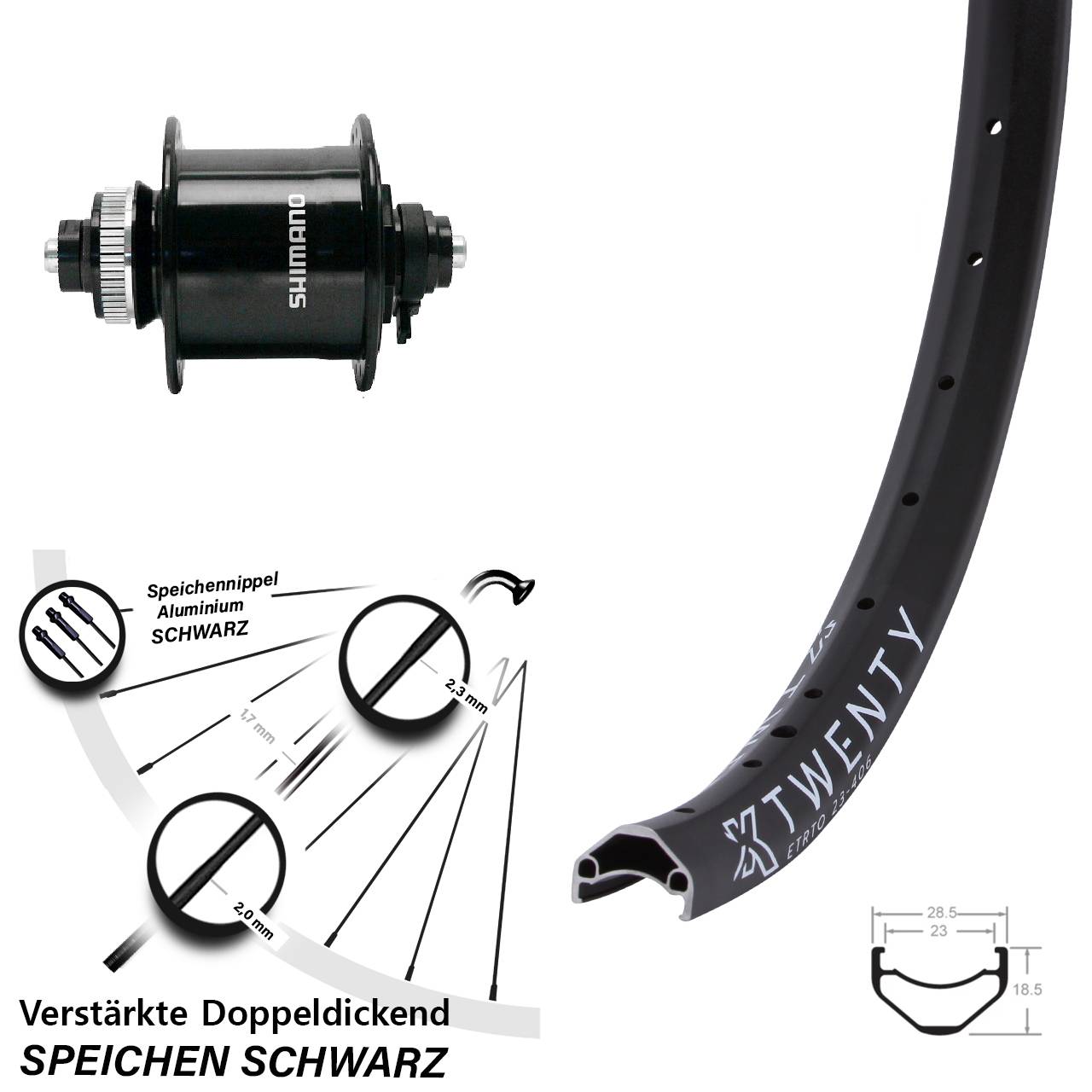 Vorderrad 20 Zoll KX Twenty Shimano DH-UR700 Centerlock