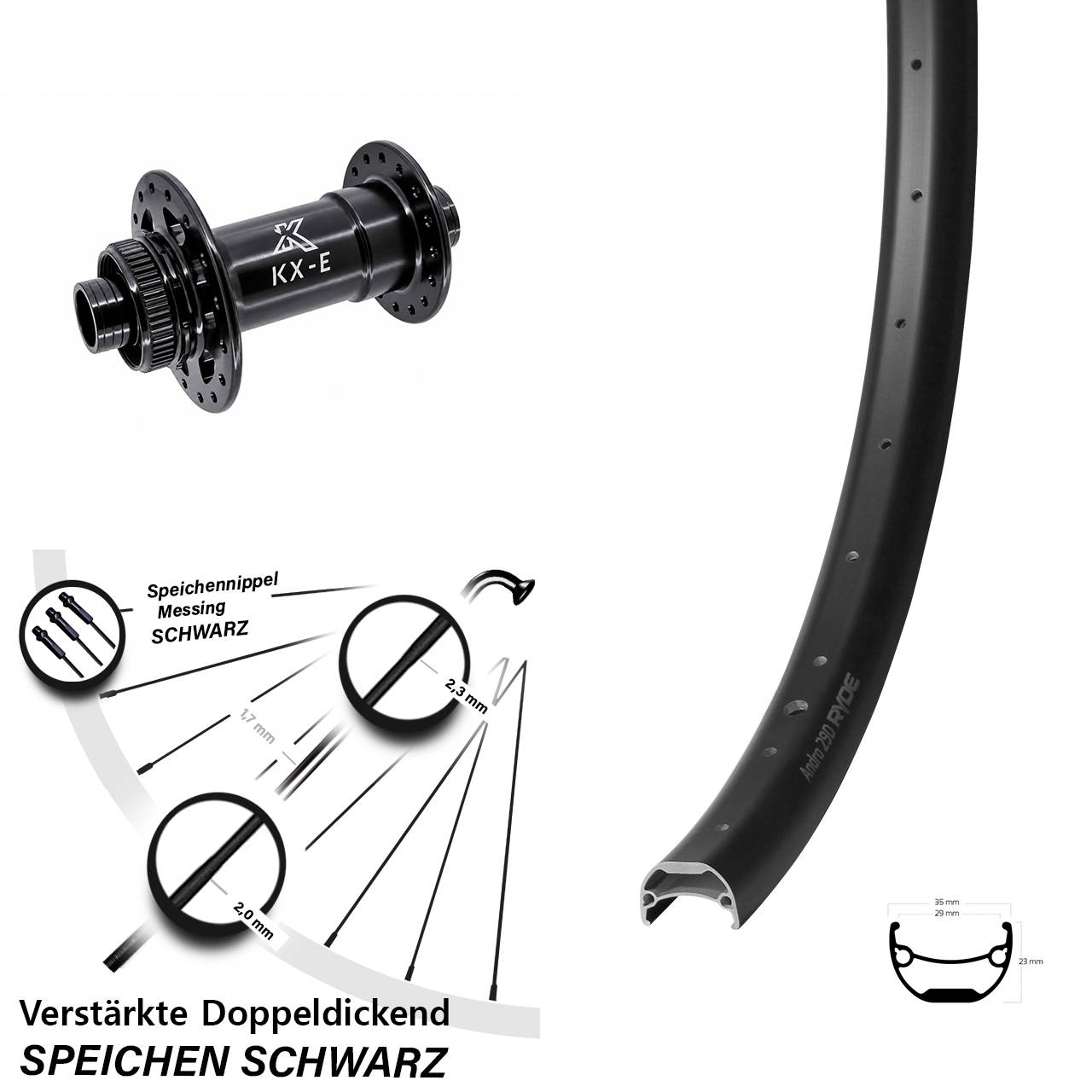 Vorderrad KX-E 15x110 Centerlock Ryde Andra 29 Zoll