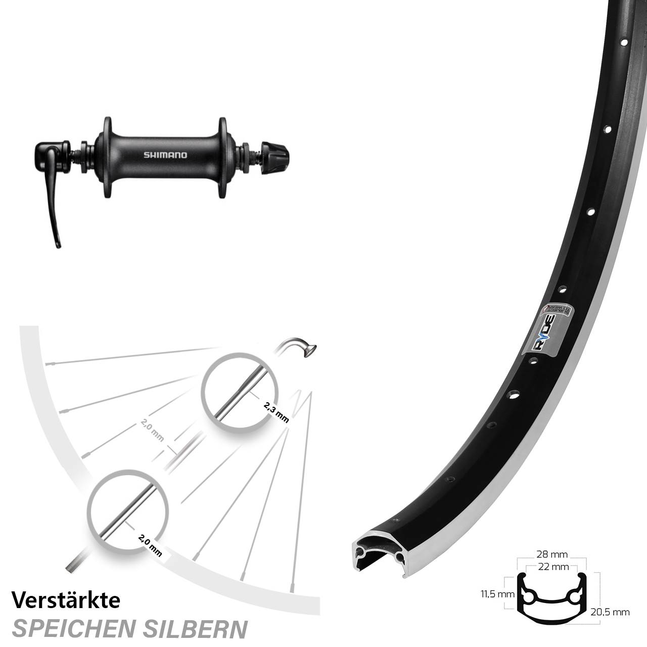 Laufrad 27,5 Zoll Ryde Andra 35 Shimano T3000 QR
