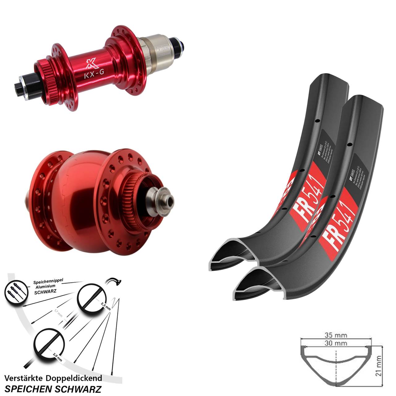 DT Swiss FR541 KX-G rot SONdelux 29 Zoll Disc Laufradsatz QR XDR 11-12 fach