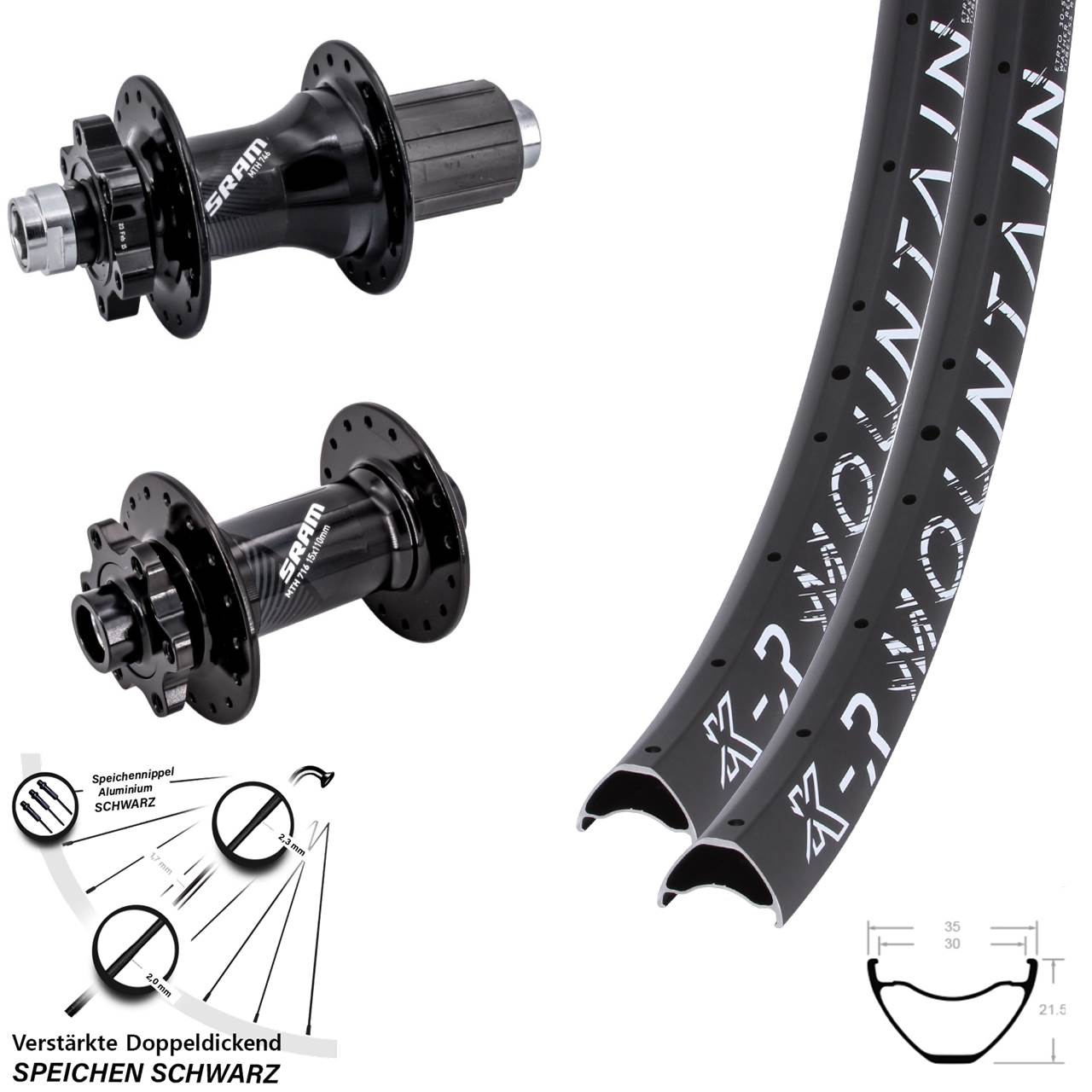 KX-R Mountain Sram 716 746 29 Zoll Laufradsatz 6-Loch 15x110 12x148 8-11 fach HG