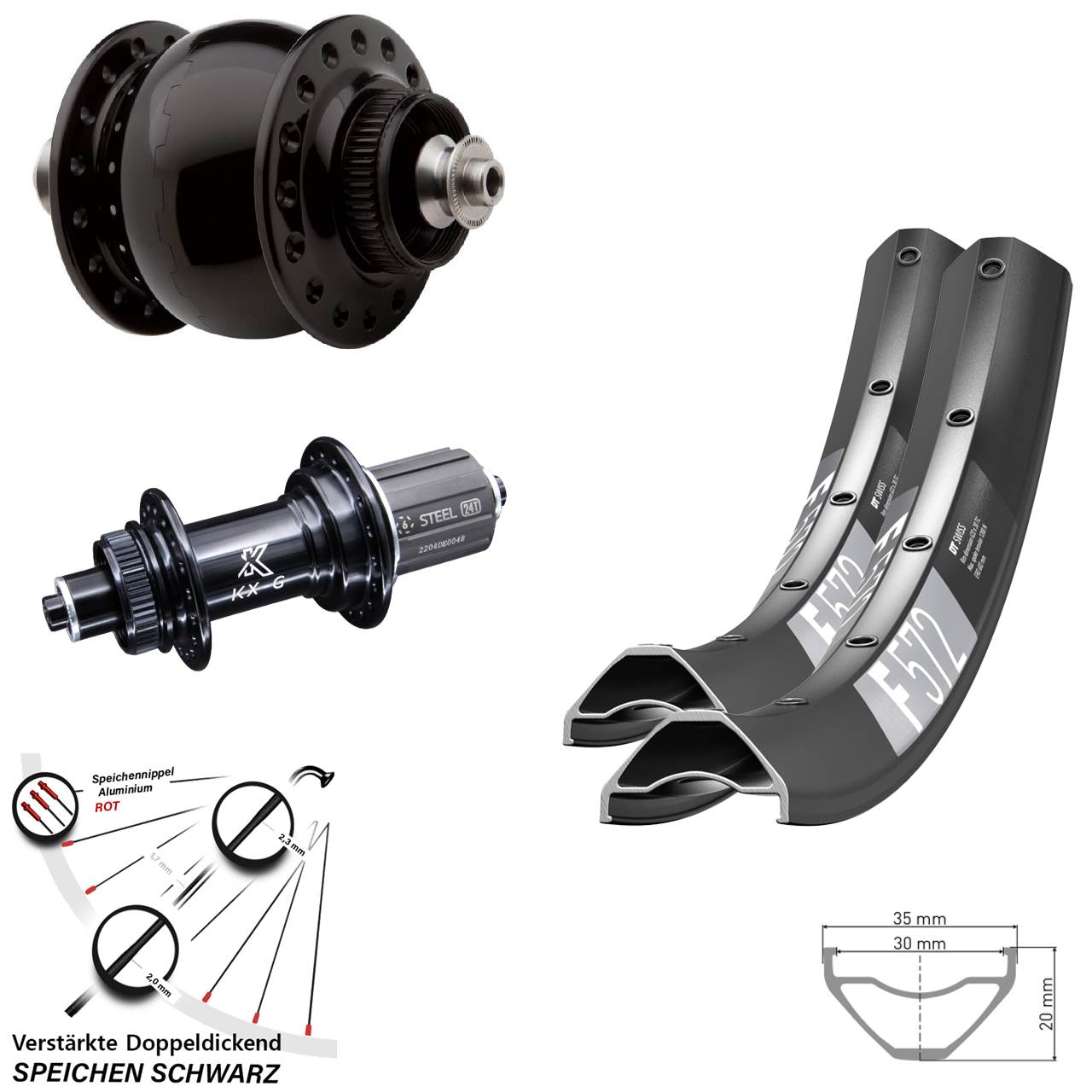 DT Swiss F 572 KX-GS Heavy Duty SON 28 29 Zoll Laufradsatz Centerlock QR 8-12 fach