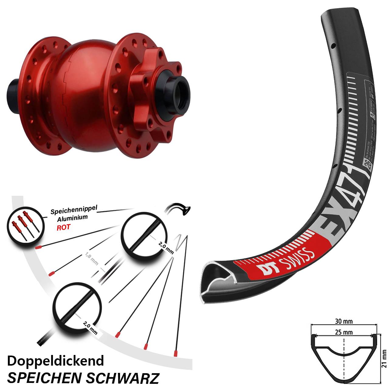 Boost Vorderrad DT Swiss EX 471 29 Zoll Son 28-15 Nabendynamo