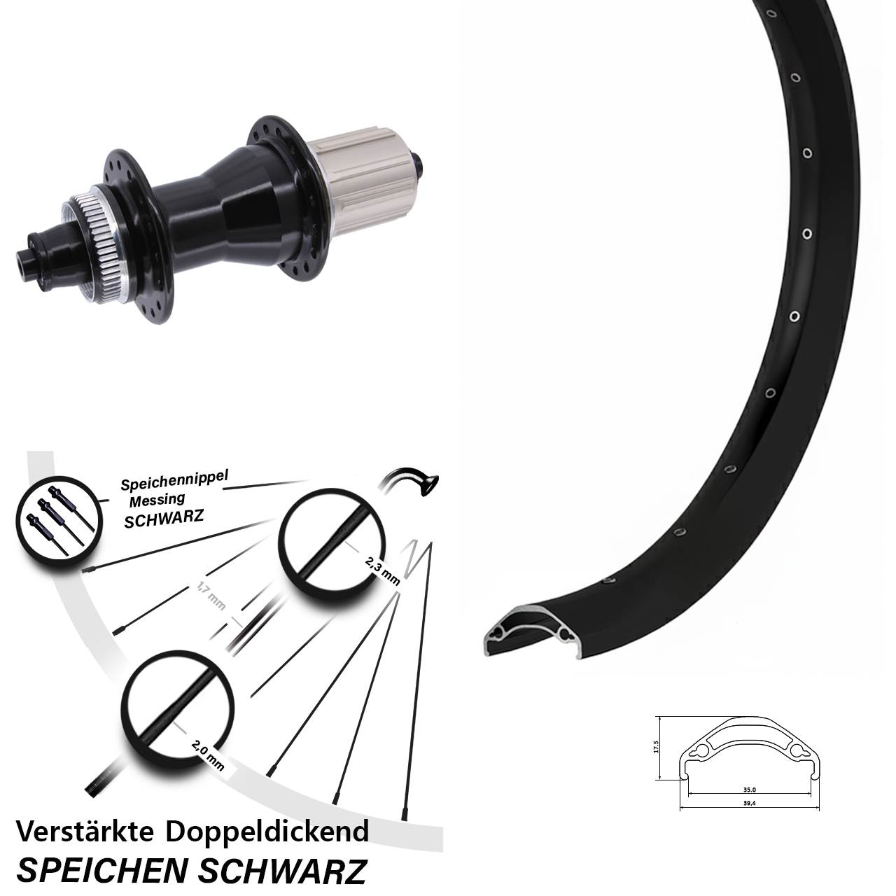 Hinterrad 29 Zoll Ryde Disc 35 Novatec CL135 8-12 fach HG für Schnellspanner