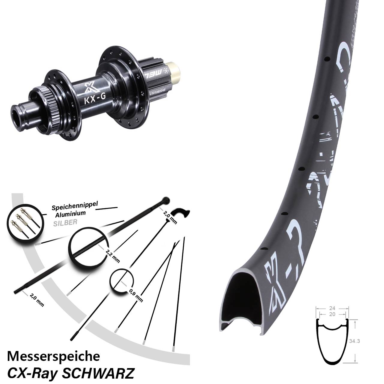 Disc Hinterrad 29 Zoll KX-R Road Messerspeiche Campa N3W 12x142 CX-Ray