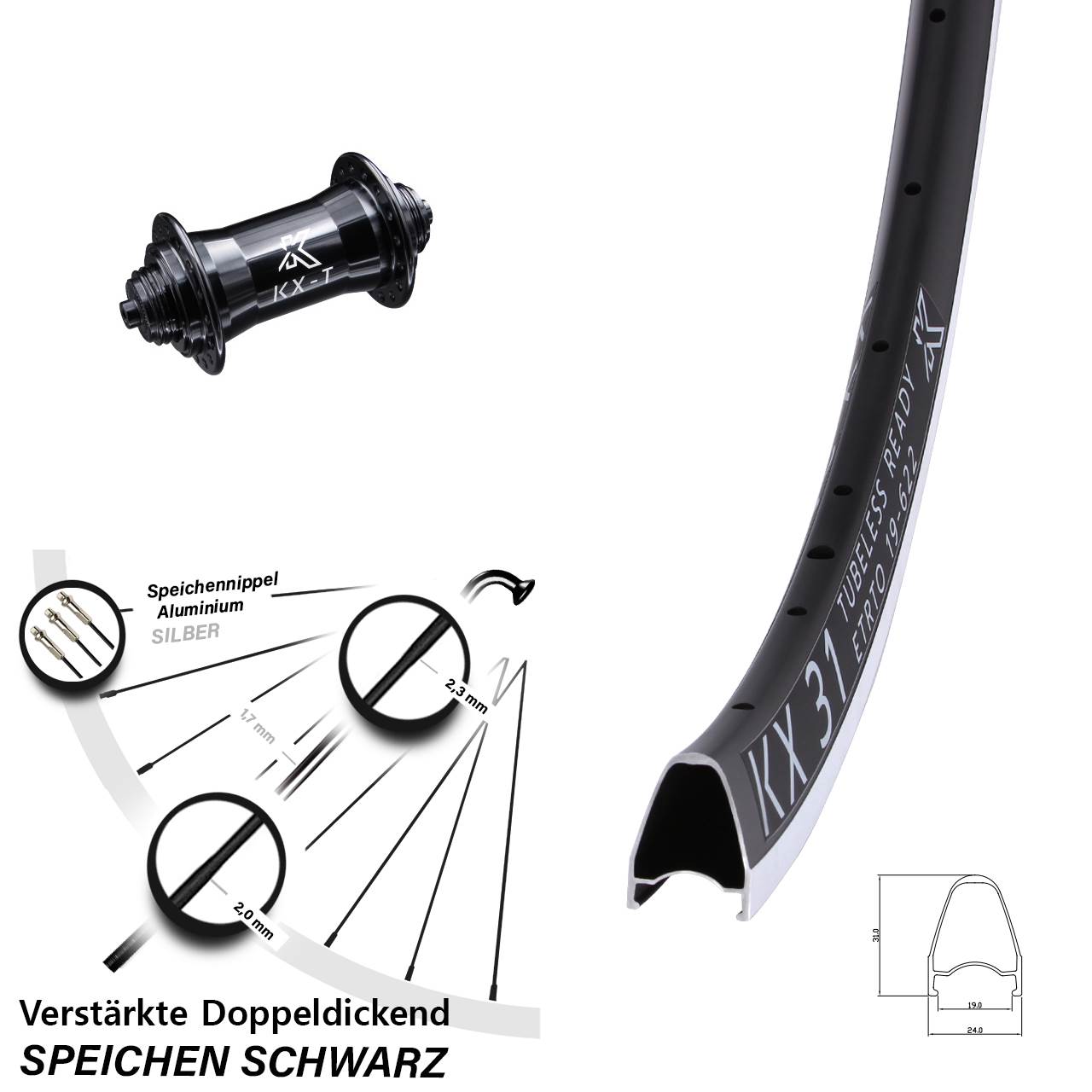 KX-T 31 28 Zoll Vorderrad für Schnellspanner