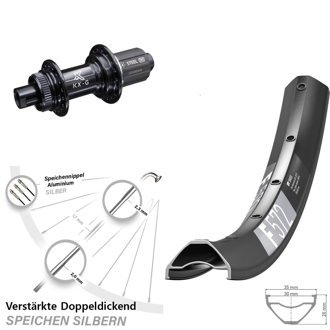 DT Swiss F 572 KX-GS verstärkt 29 Zoll Disc Hinterrad 12x142 8-12 fach HG