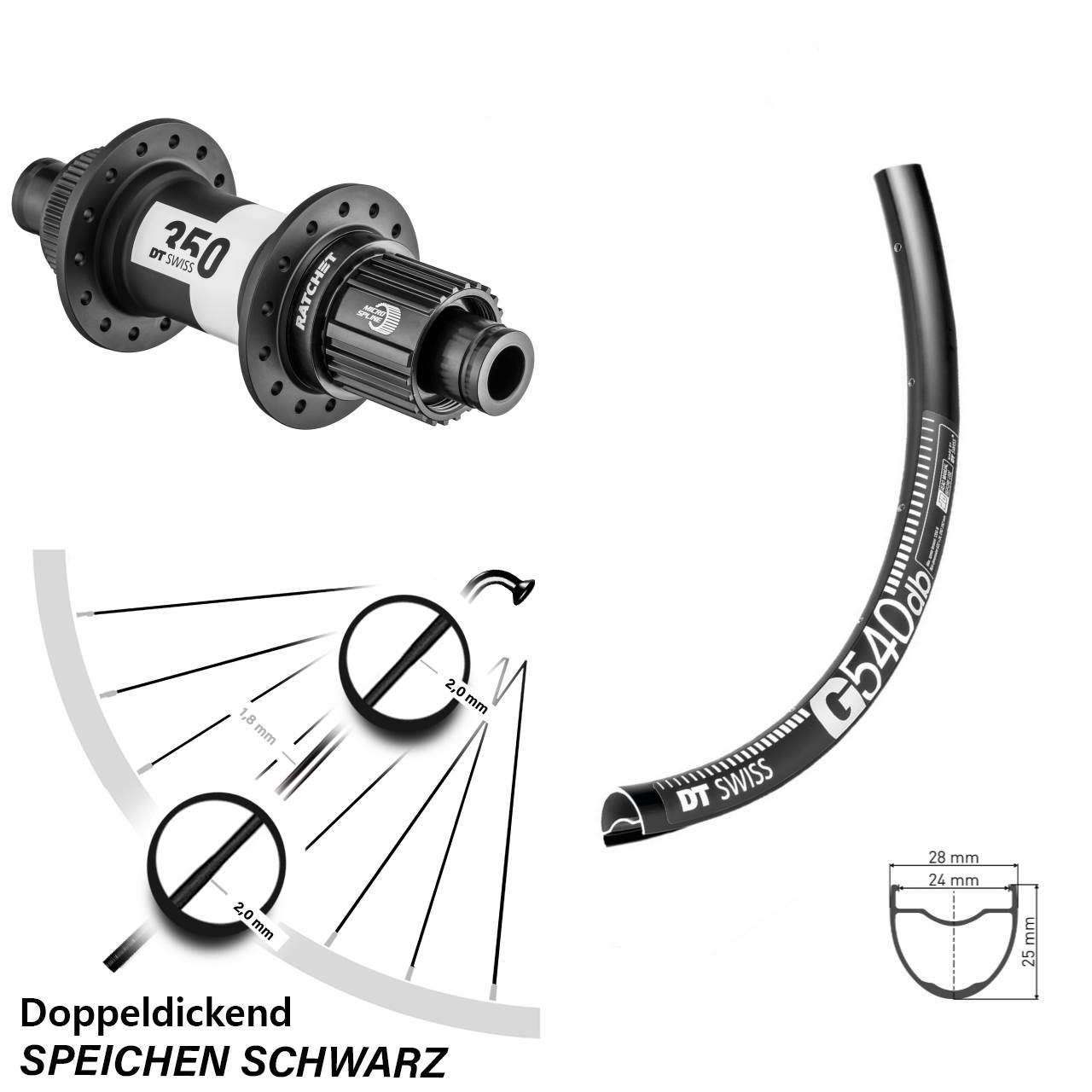 Hinterrad Centerlock 12x142 28 Zoll DT Swiss G 540-350 Shimano Micro Spline