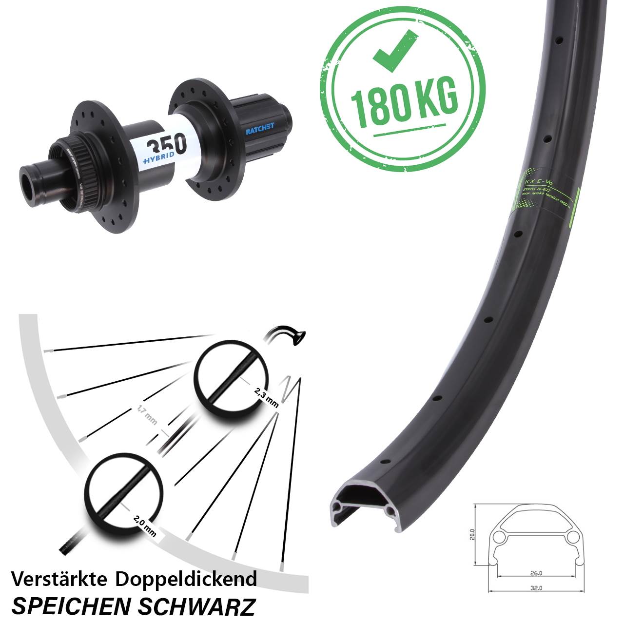 27,5 Zoll KX Evo DT Swiss Hybrid 350 Boost Laufrad 12x148