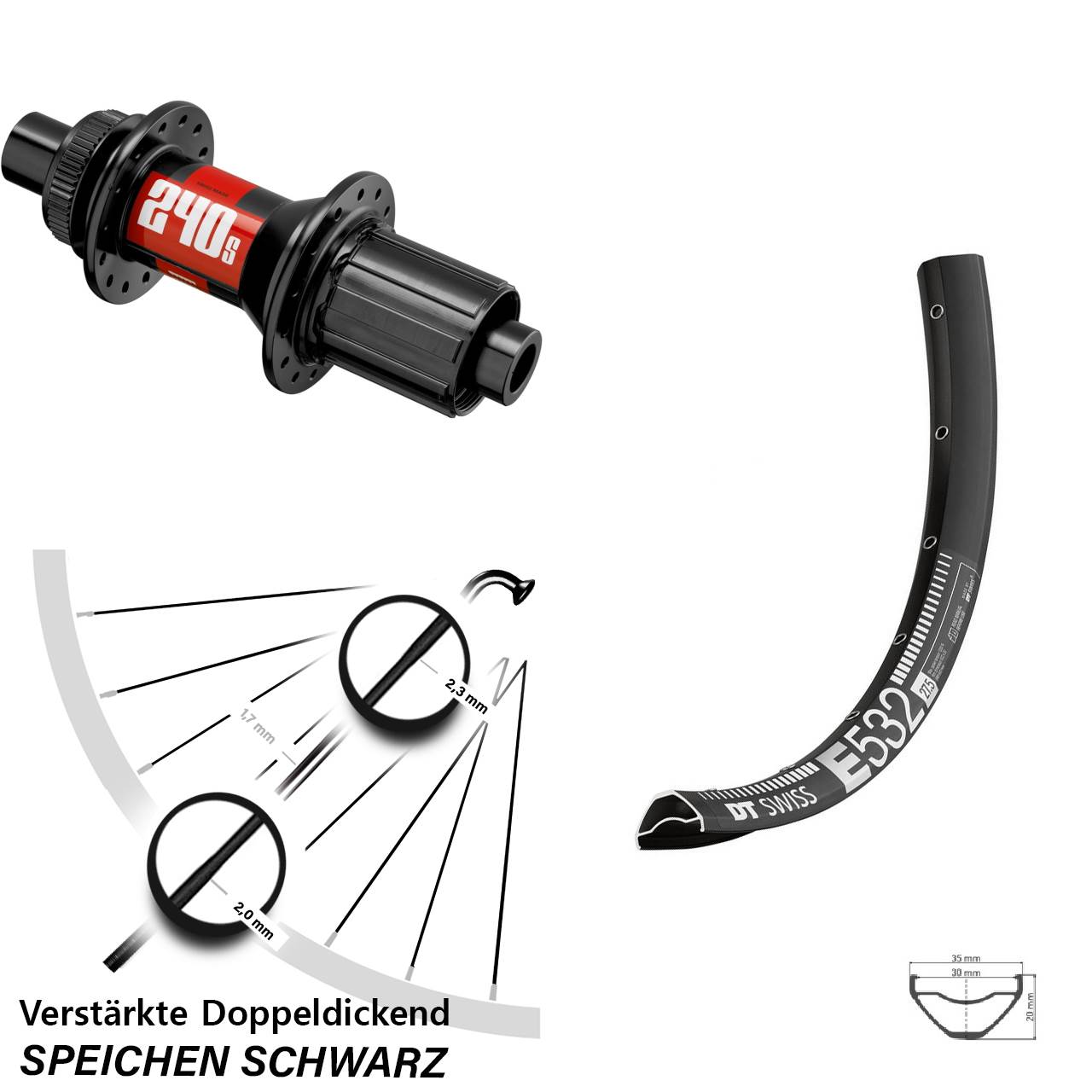 Disc Laufrad 12x148 29 Zoll DT Swiss E 532 240S 8-11 fach
