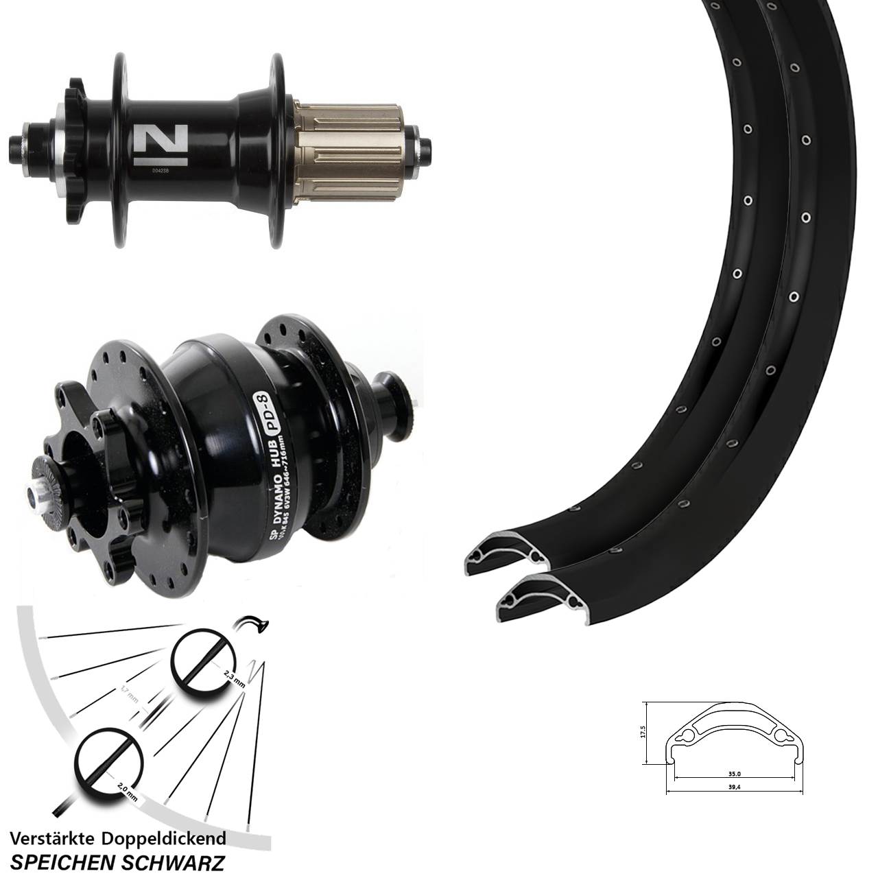 6-Loch Laufradsatz 29 Zoll Ryde Disc 35 Novatec D-042SB Shutter PD-8 8-11 fach HG QR