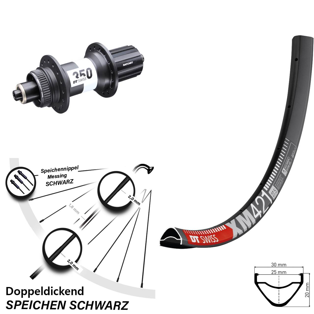 DT Swiss XM 421-350 29 Zoll Hinterrad Centerlock 11-12 fach QR