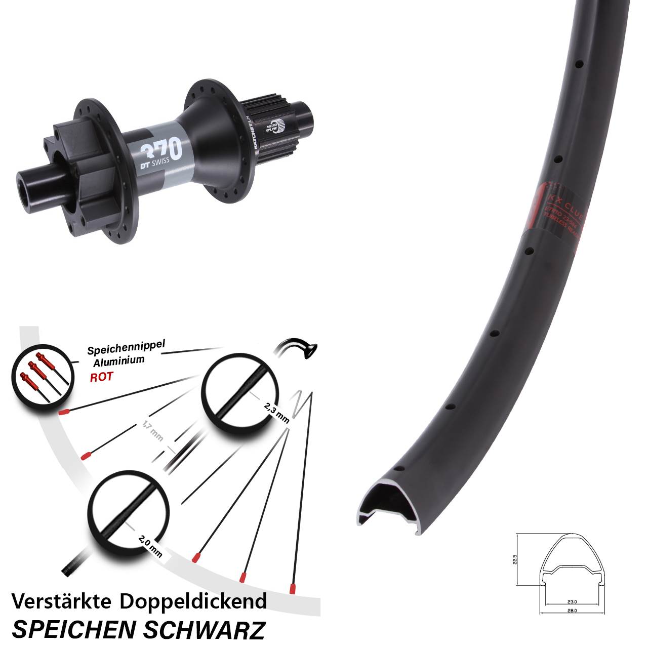 Disc Laufrad 27,5 Zoll KX Clue DT Swiss 370 Shimano Micro Spline 12x148