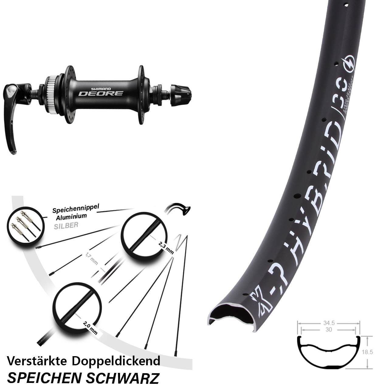 Disc Vorderrad QR 29 Zoll KX-R Hybrid 30 Shimano Deore