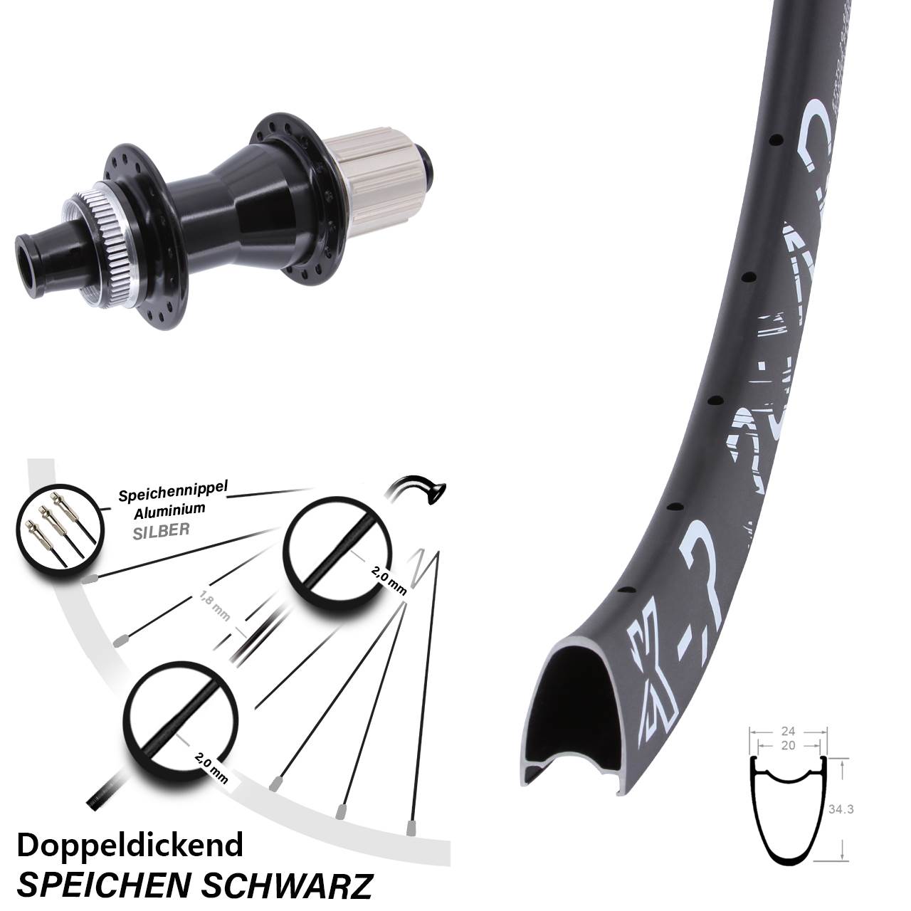 28 Zoll KX-R Road Novatec CL142 Disc Hinterrad 12x142 8-12 fach HG