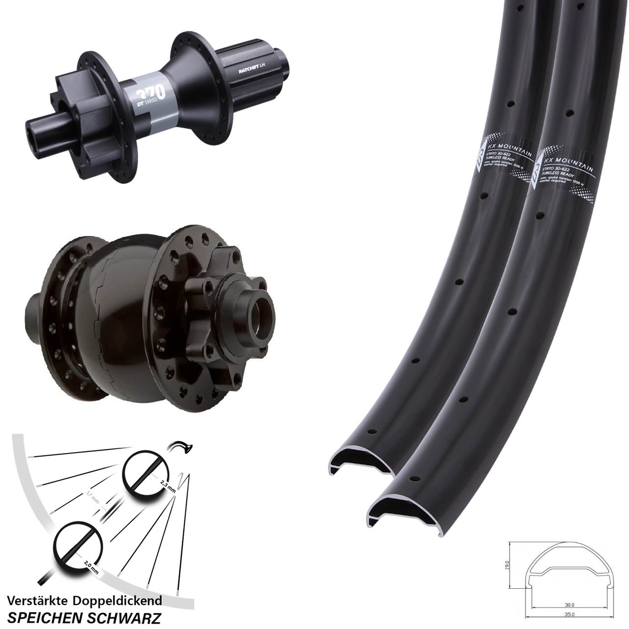 Kit di conversione DT Swiss mozzo VR 15mm, 15x100/110mm