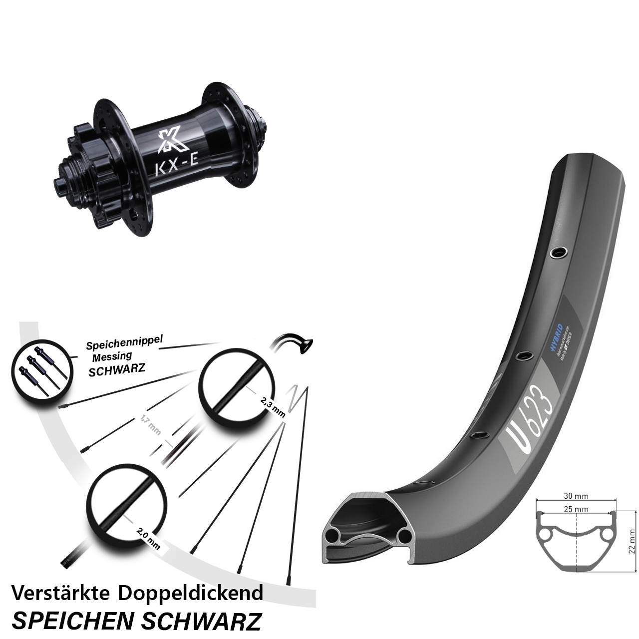 29 Zoll Vorderrad DT Swiss U 623 Disc mit KX-E Nabe Schnellspanner E-Bike