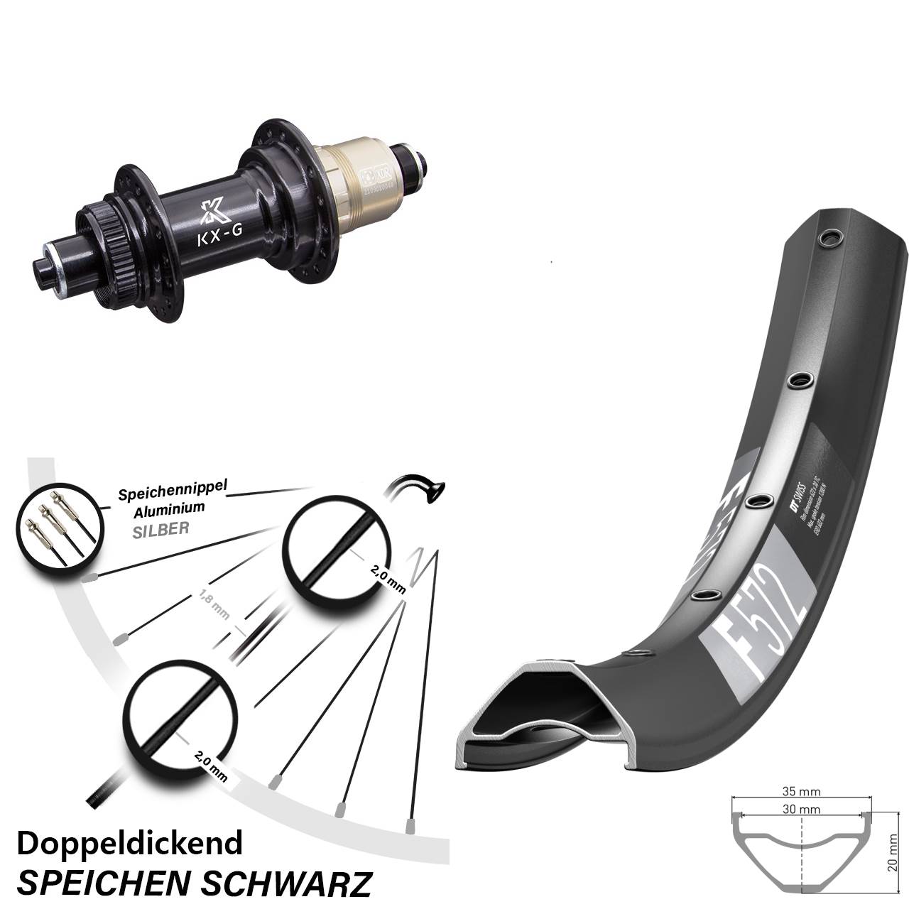 Disc Hinterrad 27,5 Zoll DT Swiss F572 KX-G XD-R QR
