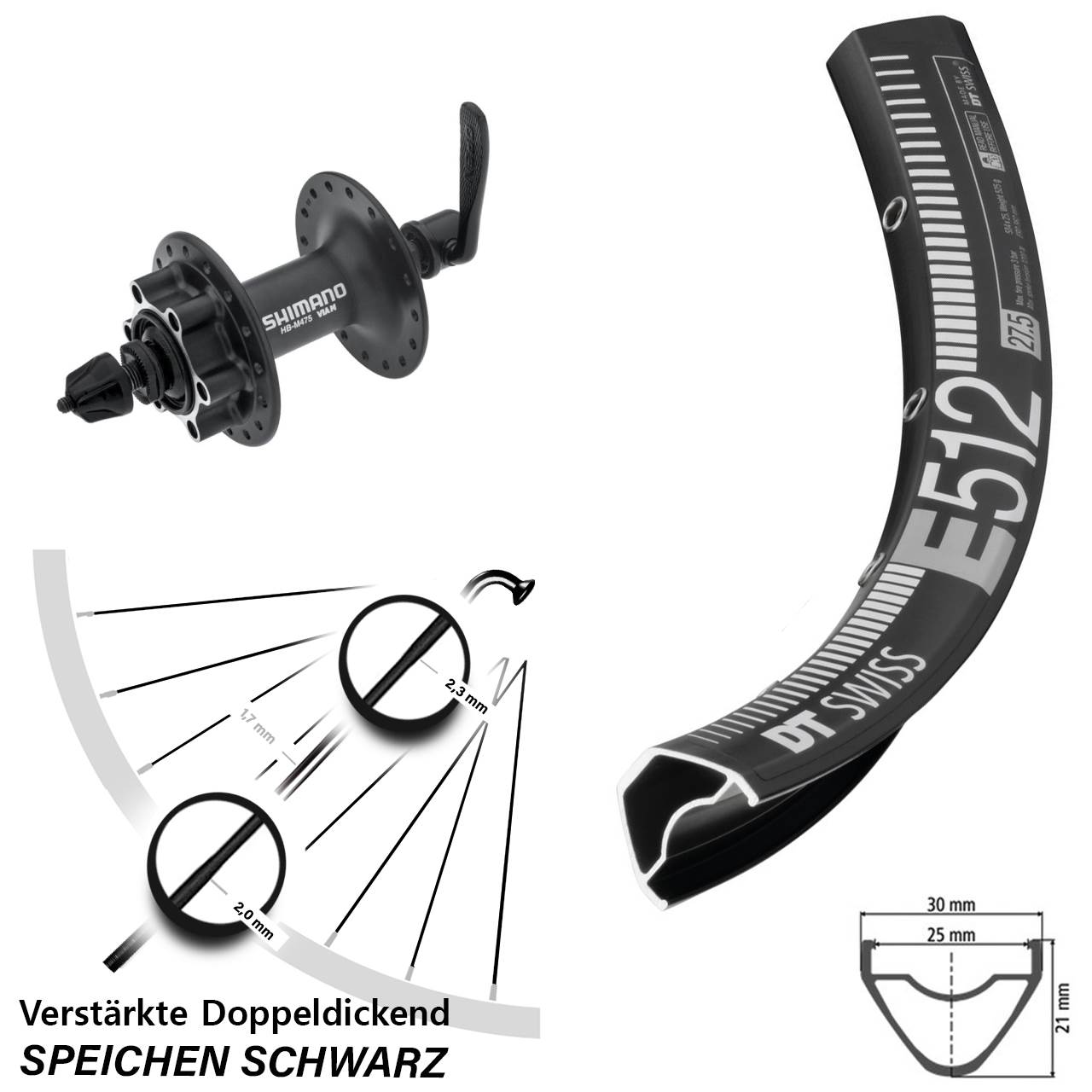 29 Zoll DT Swiss E512 Shimano Alivio Vorderrad 6-Loch für Schnellspanner