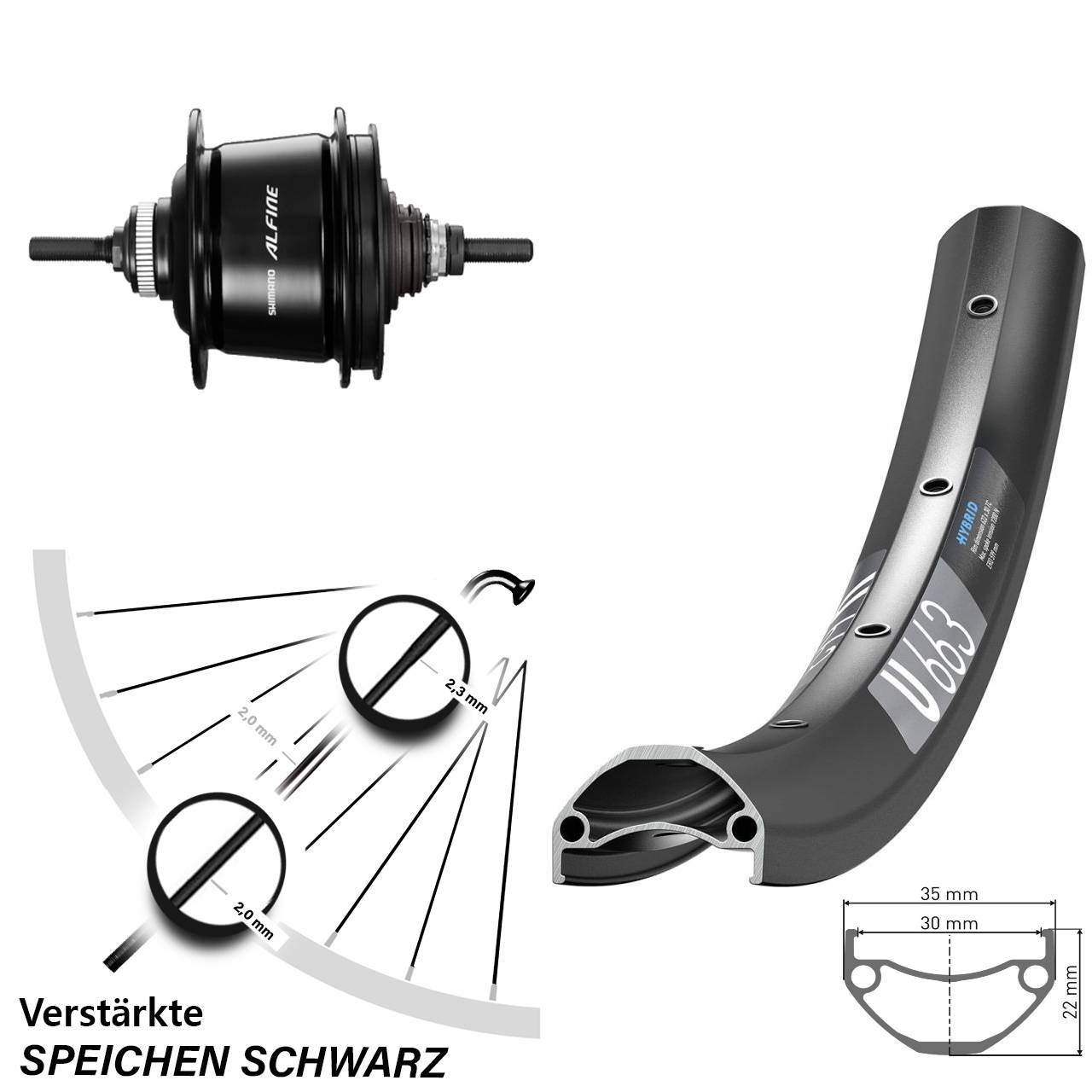 DT Swiss U663 29 Zoll Disc Hinterrad 8-Gang Shimano Alfine schwarz