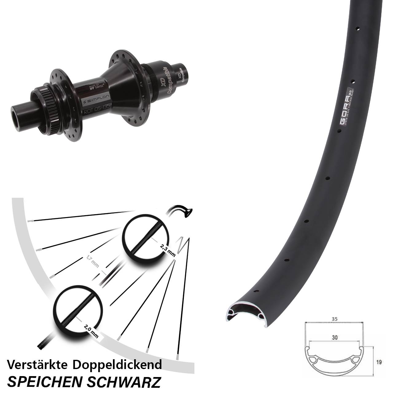 Disc Hinterrad 26 Zoll Gora 30 DT Swiss 370 SRAM XD 12x142