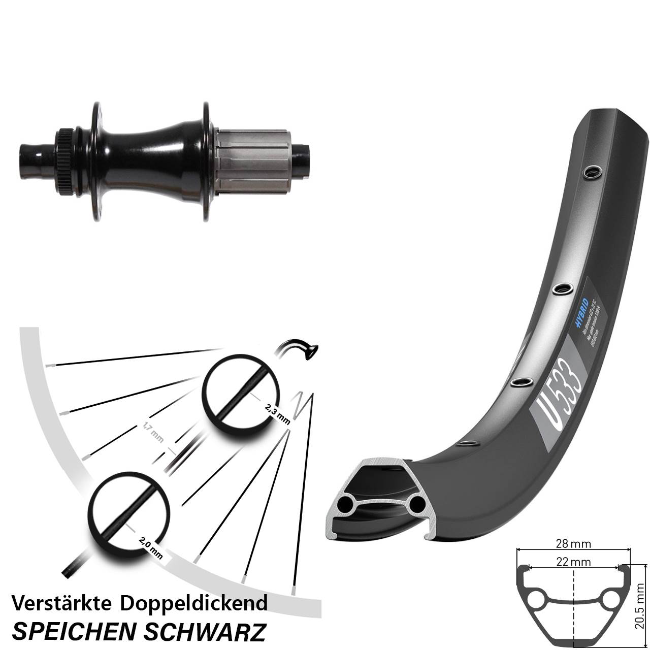 DT Swiss U 533 Formula CL-148S 27,5 Zoll Disc Laufrad 12x148 Boost 8-11 fach HG