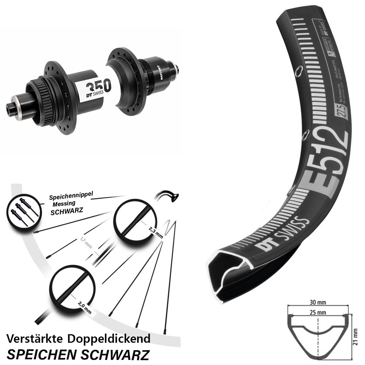 Centerlock 29 Zoll Hinterrad QR DT Swiss E 512-350 XD 11-12 fach