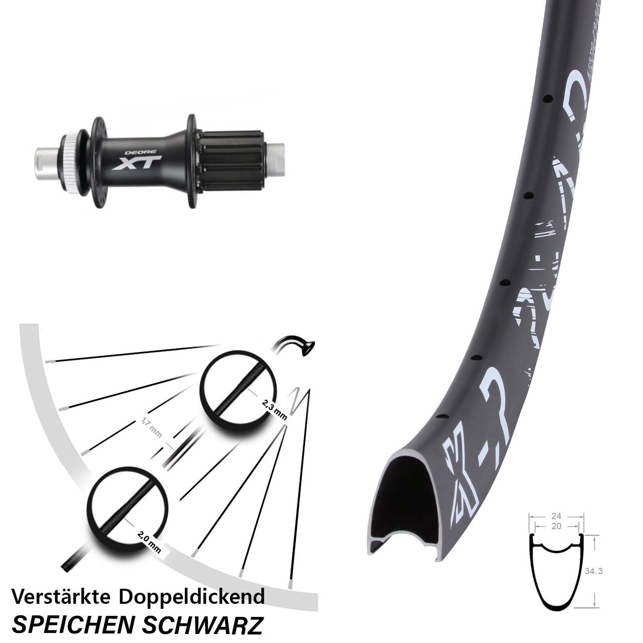 Disc Hinterrad 12x142 28 Zoll KX-R Road Shimano XT 8-11 fach HG