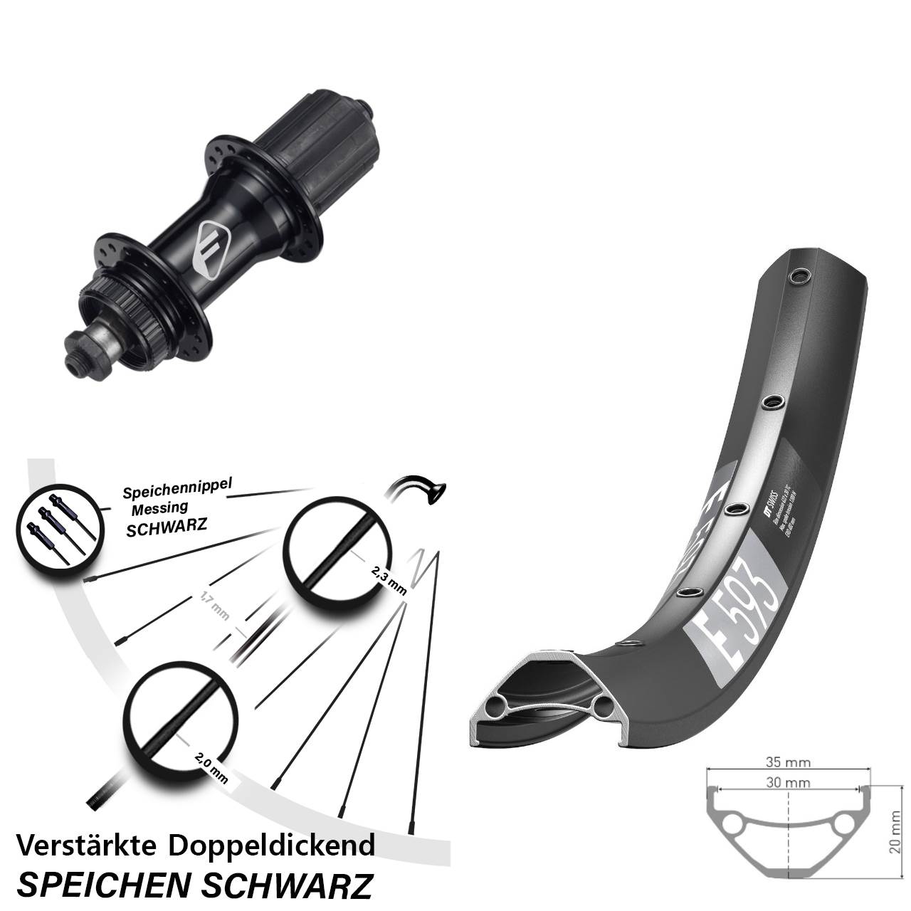 Disc Laufrad 29 Zoll DT Swiss E 593 Formula CL-52 8-11 fach für Schnellspanner