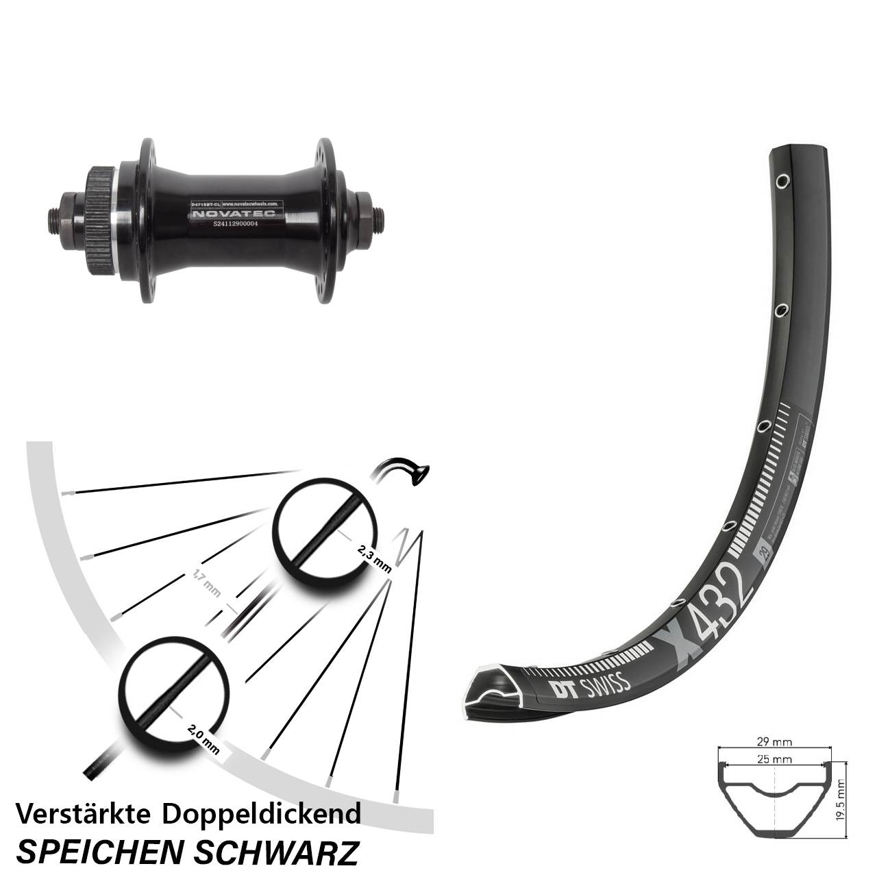 Disc Laufrad 29 Zoll DT Swiss X432 Novatec D471 QR